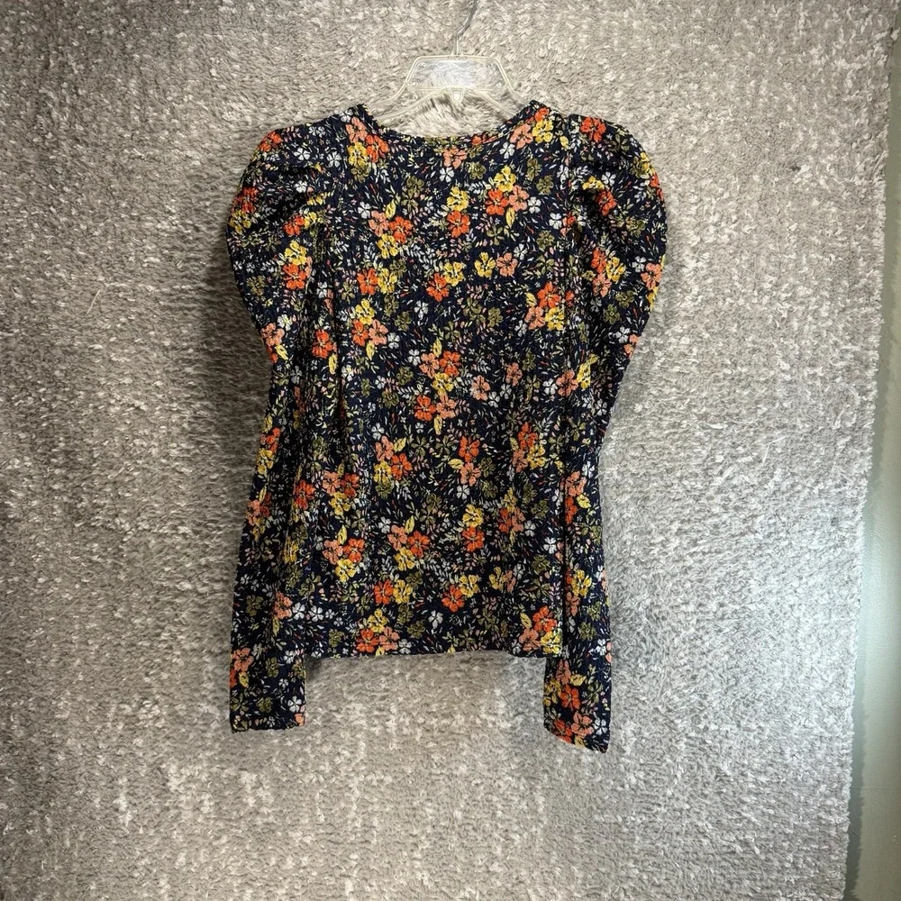Loft Puff Long Sleeve Navy Floral Petite S Fall Peasant Coquette Preppy NWT